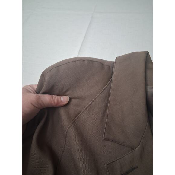 Kristen Blake 100% Wool Trench Coat Belted Sz L 12 Tan Long Winter Vtg USA Flaw - Picture 13 of 16
